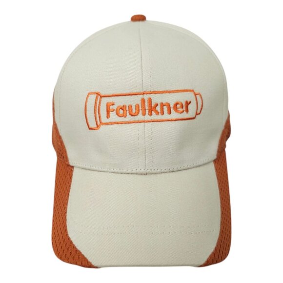 Faulkner Mesh Tuck Strap Cap Embroidered Logo Curved Visor Trucker Baseball Hat - Picture 1 of 13